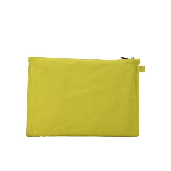 Pre Loved Hermes Lime Canvas Pouch Clutch Women Green Clutch Bags - Picture 4 of 8